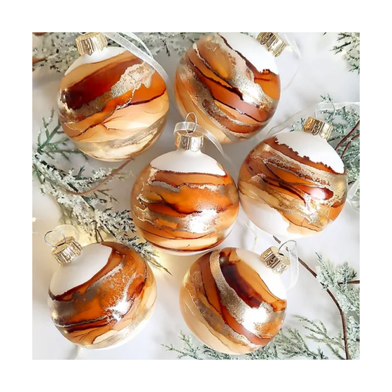 Hand-painted Glass Bauble - Amber