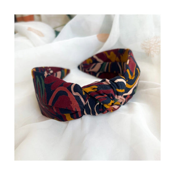 Dark Autumn Floral Print Knot Headband