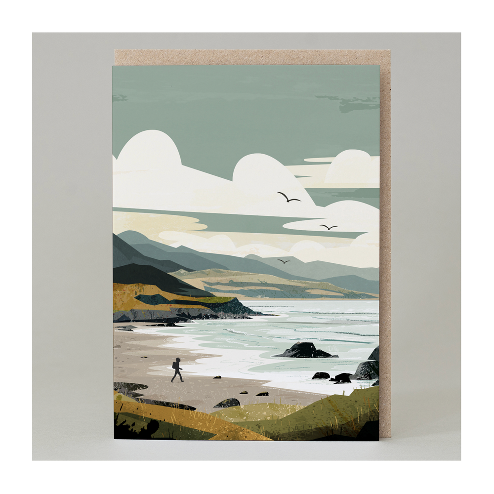 Beach and Walker Landscape Greeting Card