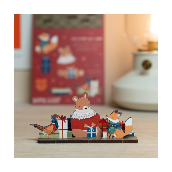 Bear, Pheasant & Fox Christmas Wooden Pop Out Card