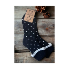  Women's Super Cosy Black Dotty Cuff Socks