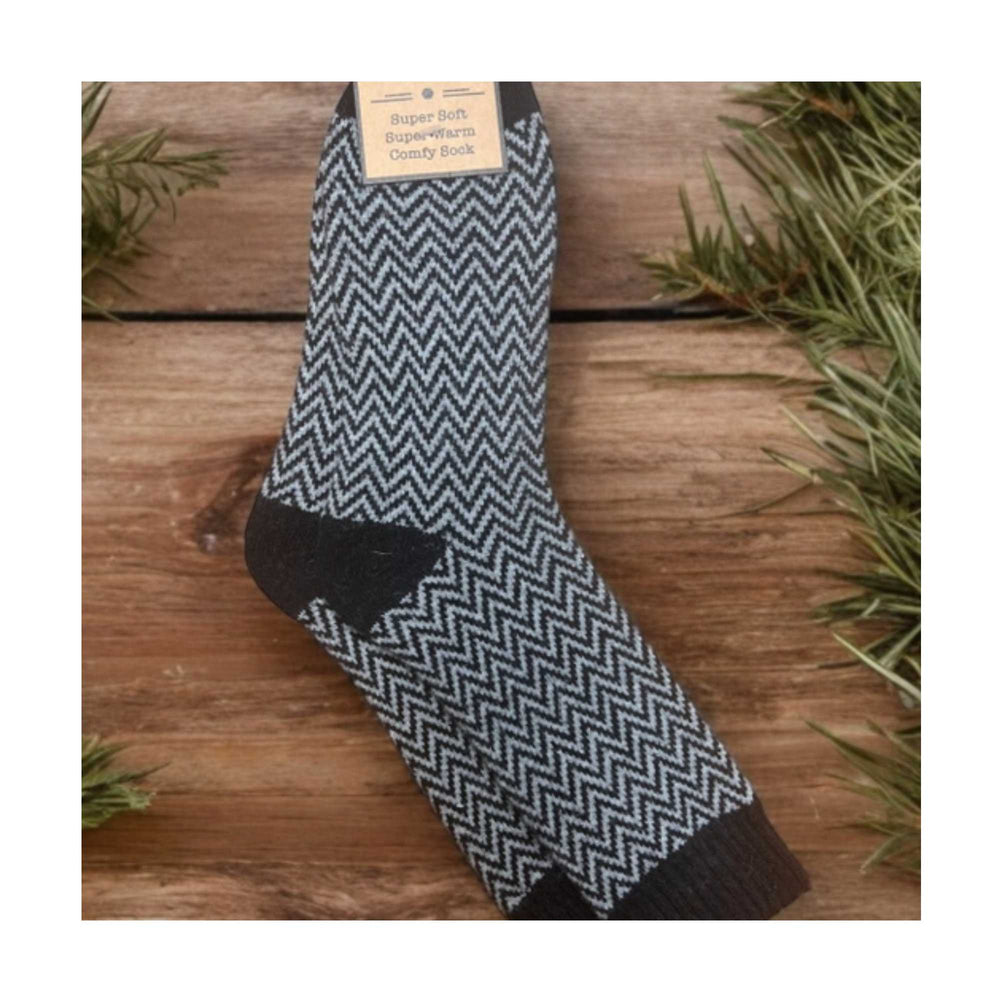 Black & Grey Herringbone Super Cosy Socks