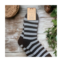  Men's Black & Grey Stripe Cosy Socks