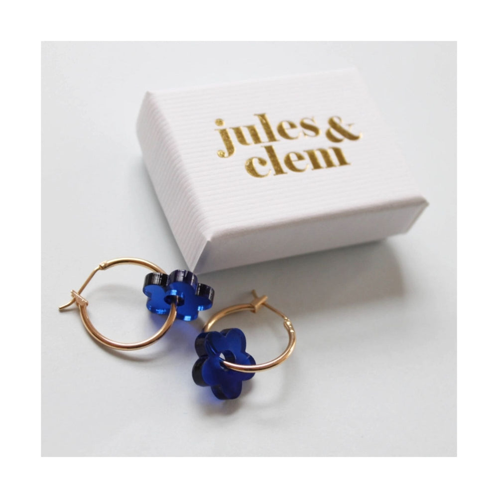 Blue Flower Hoops