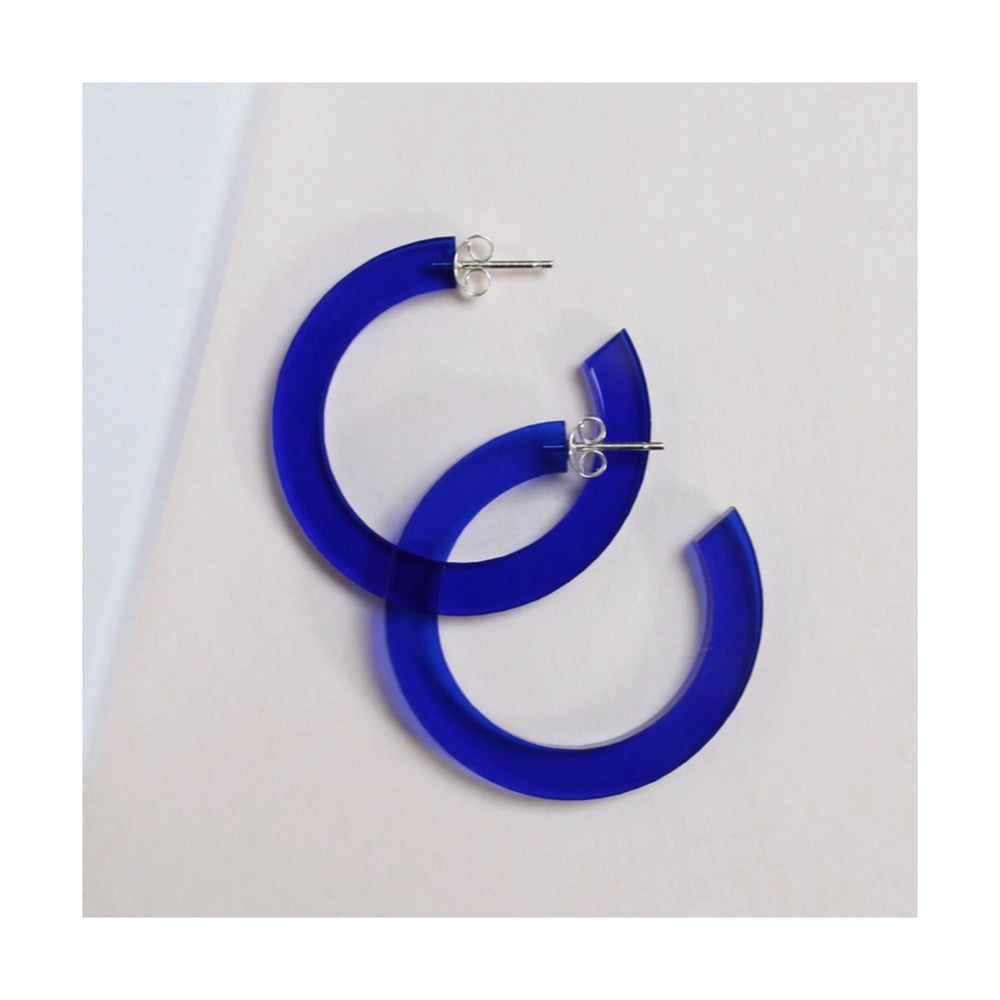 Blue Perspex Hoop Earrings