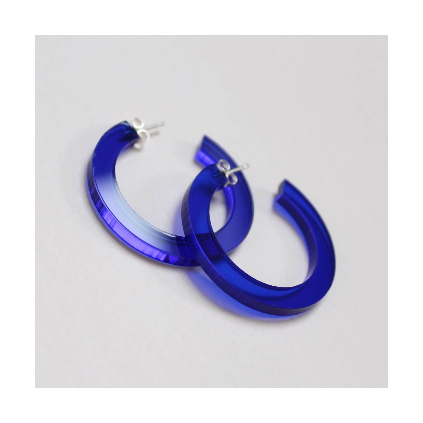 Blue Perspex Hoop Earrings