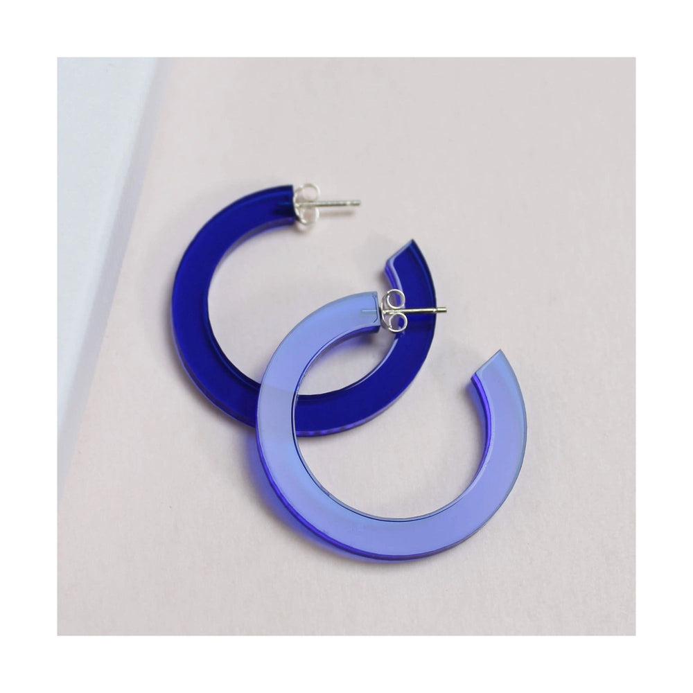 
                  
                    Blue Perspex Hoop Earrings
                  
                