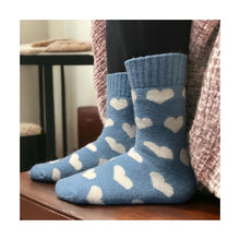  Women's Happy Hearts Ribbed Cornflower Socks