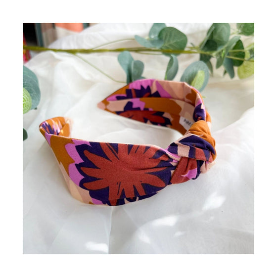 Bright Autumn Floral Print Knot Headband