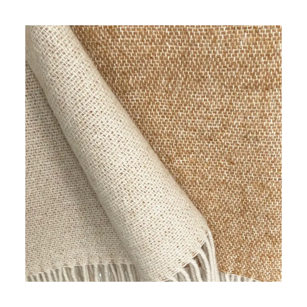 Camel Beige Double Face Recycled Wool Throw