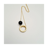 Brass Circle + Onyx Necklace