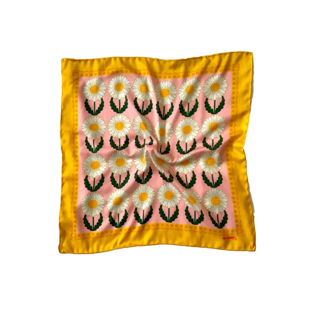 
                  
                    Pink and Yellow Daisy Pocket Square / Neckerchief
                  
                