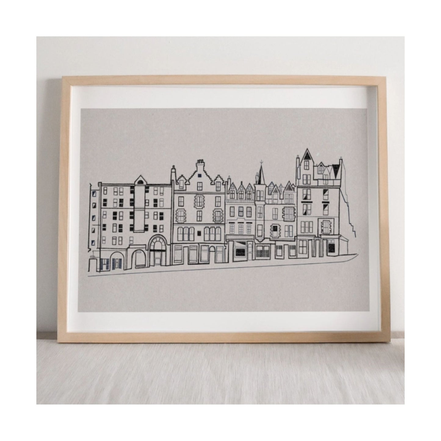 A beautiful giclee print from Jenni Douglas featuring Edinburgh's High Street, from St. Mary's Street up to Blackfriar's Street.