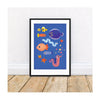 A fun and colourful A4 heavyweight print from Emily Nash featuring under the sea creatures