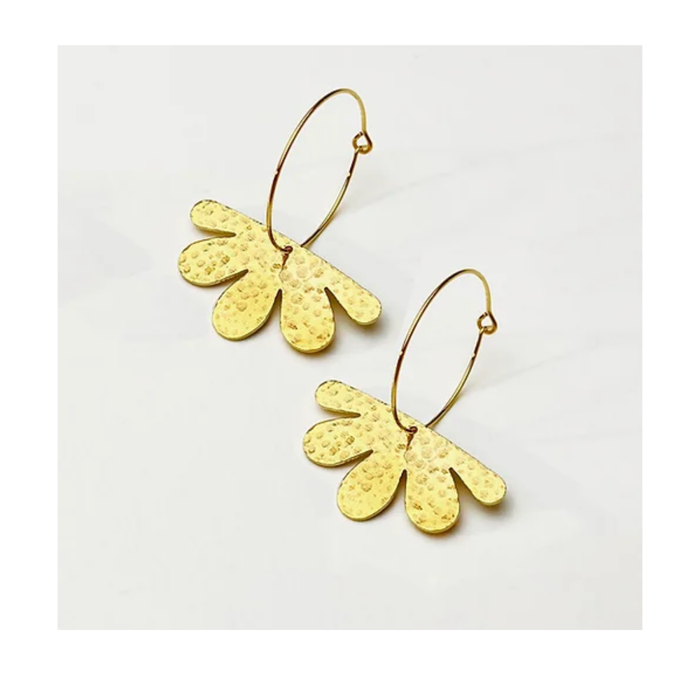 Gold Plated Brass Flower Hoops