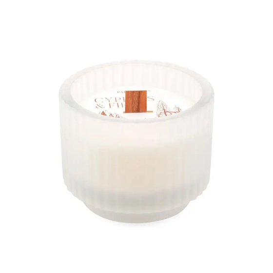 Paddywax Cypress & Fir Frosted Glass Candle & Wood Wick