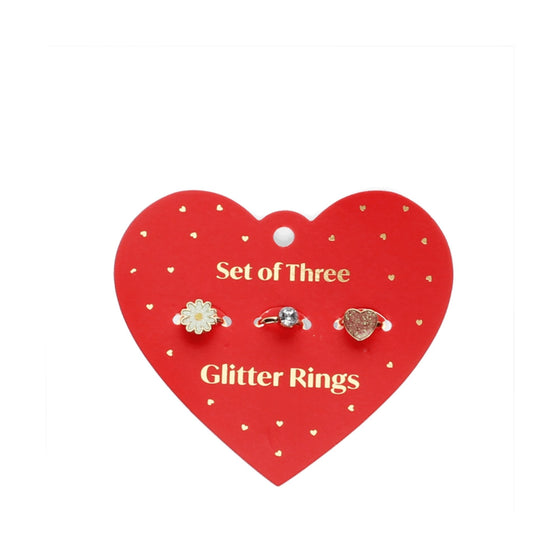 Flower & Heart Glitter Rings