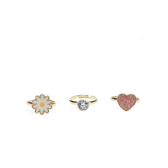 Flower & Heart Glitter Rings