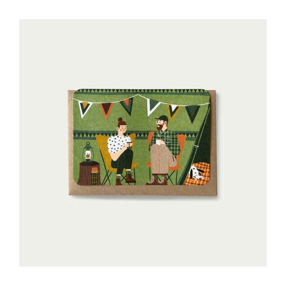 Green Tent Couple Camping Card