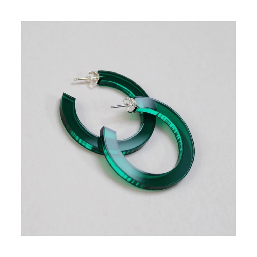 Green Perspex Hoop Earrings