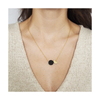 Epicycle black disc+brass necklace