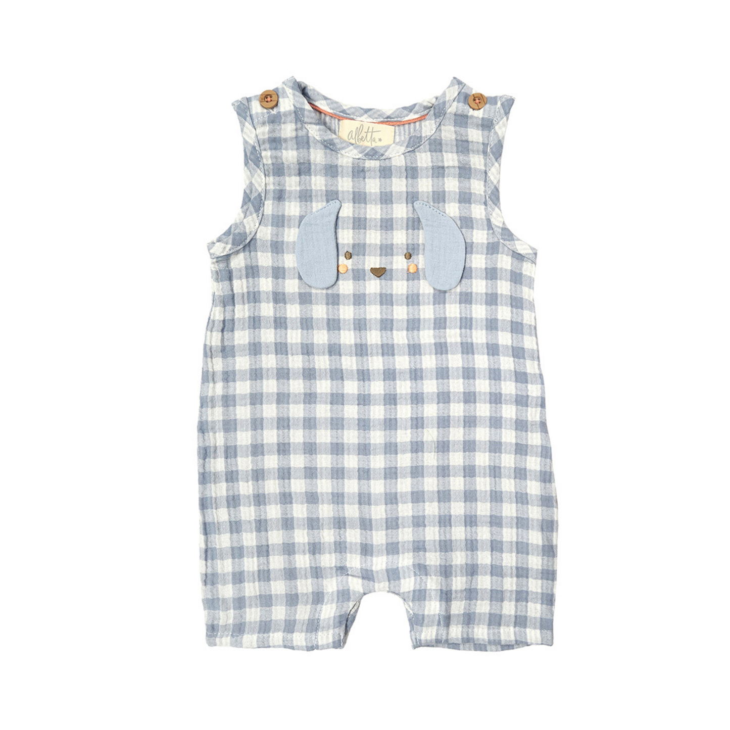 Paulie Puppy Gingham Romper