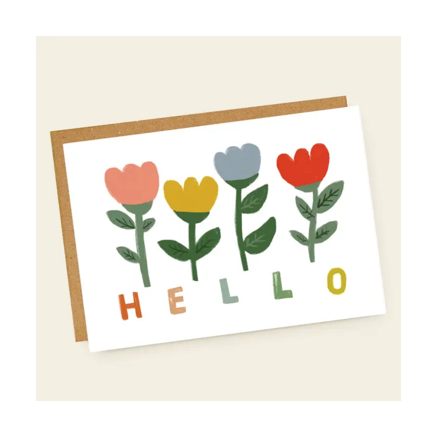 Folk Flowers Hello Card