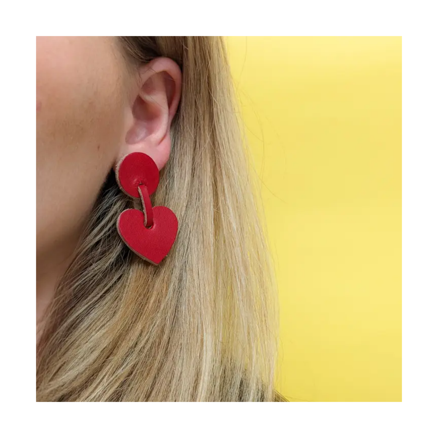 Leather Heart Drop Earrings