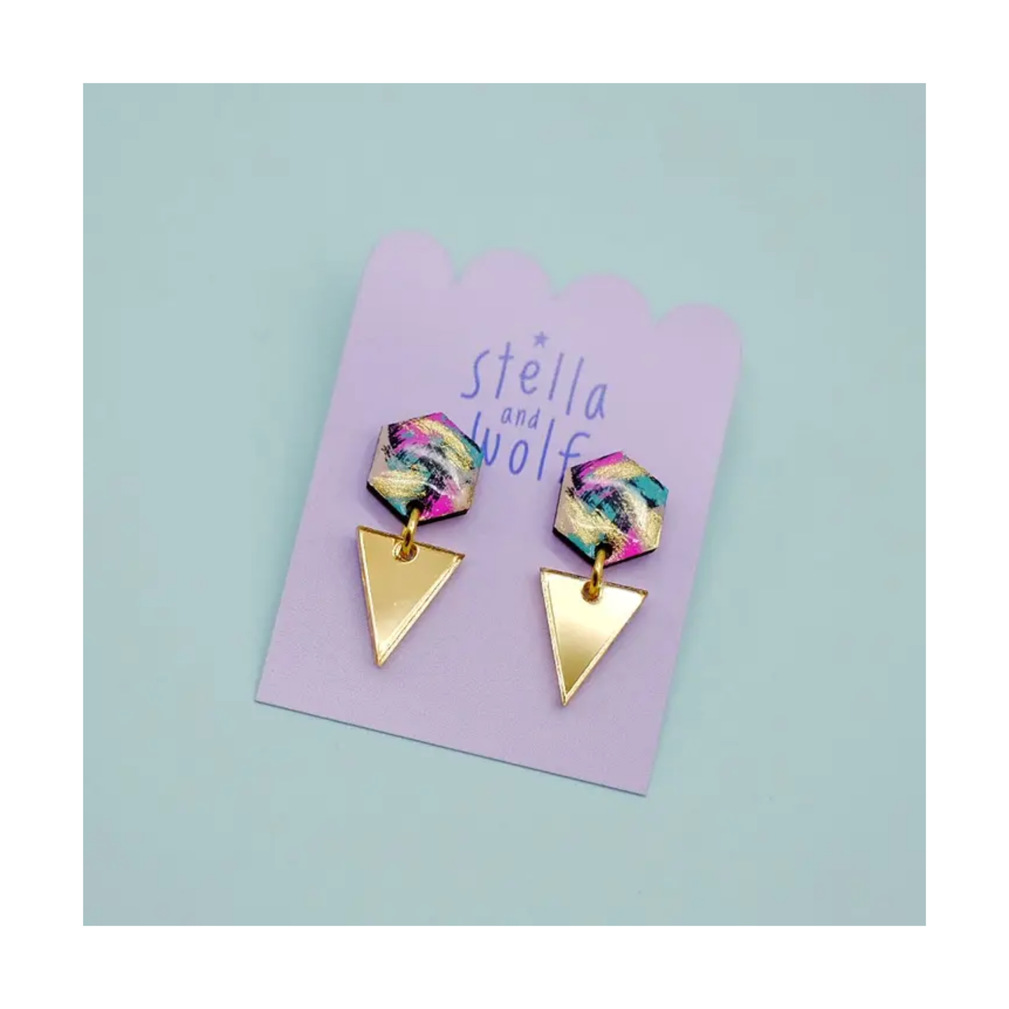 Geometric Galaxy Drop Earrings