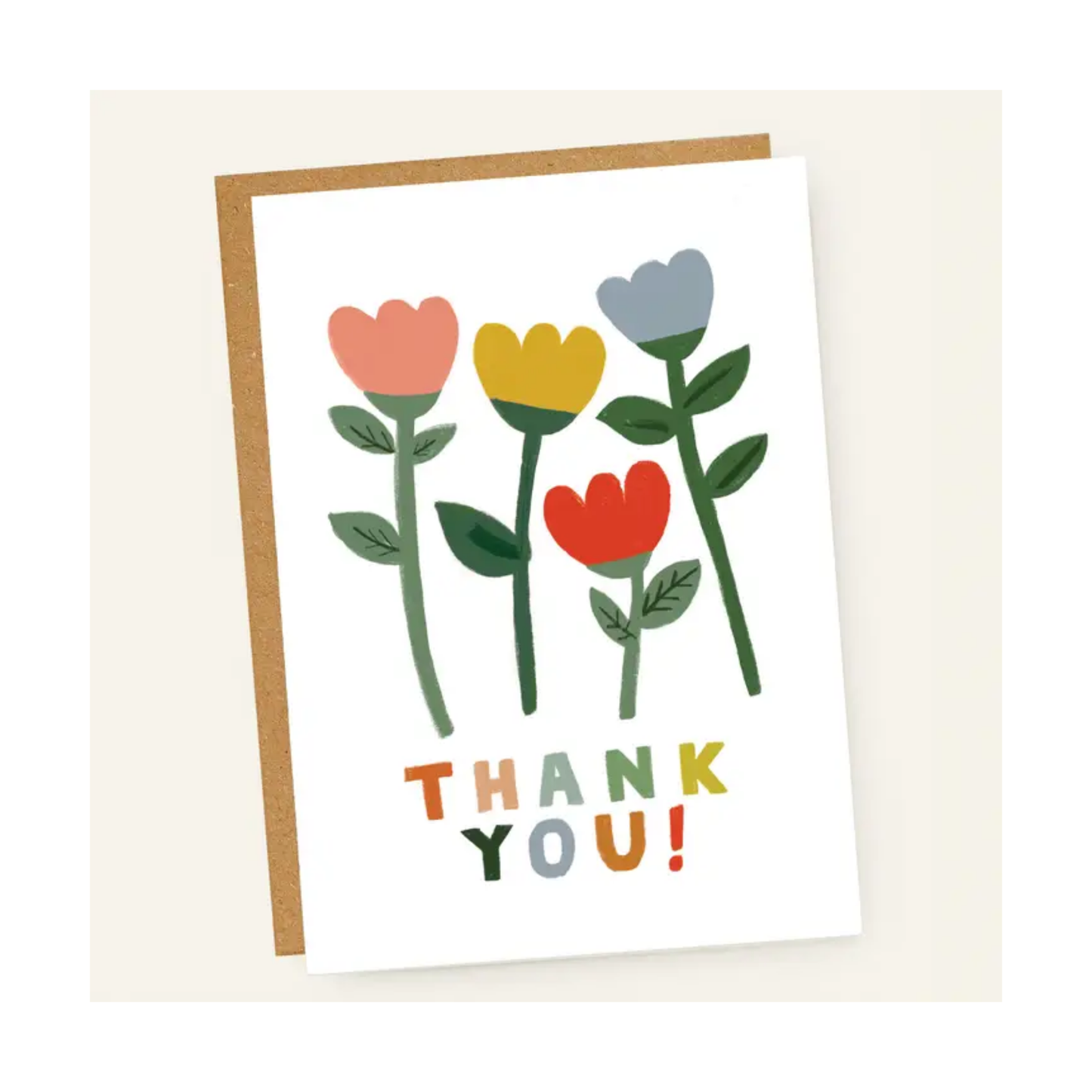 Folk Tulips Thank You Card