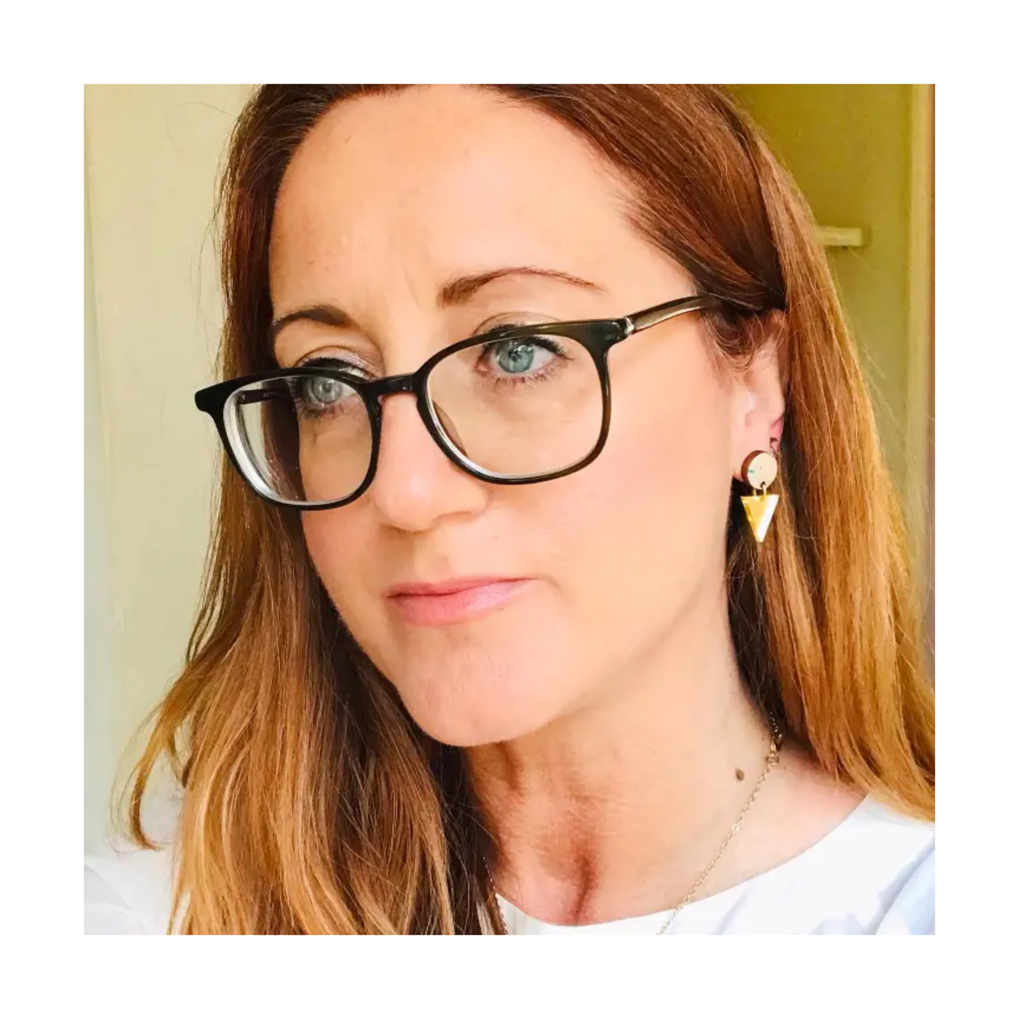 White Terrazzo and Gold Drop Earrings