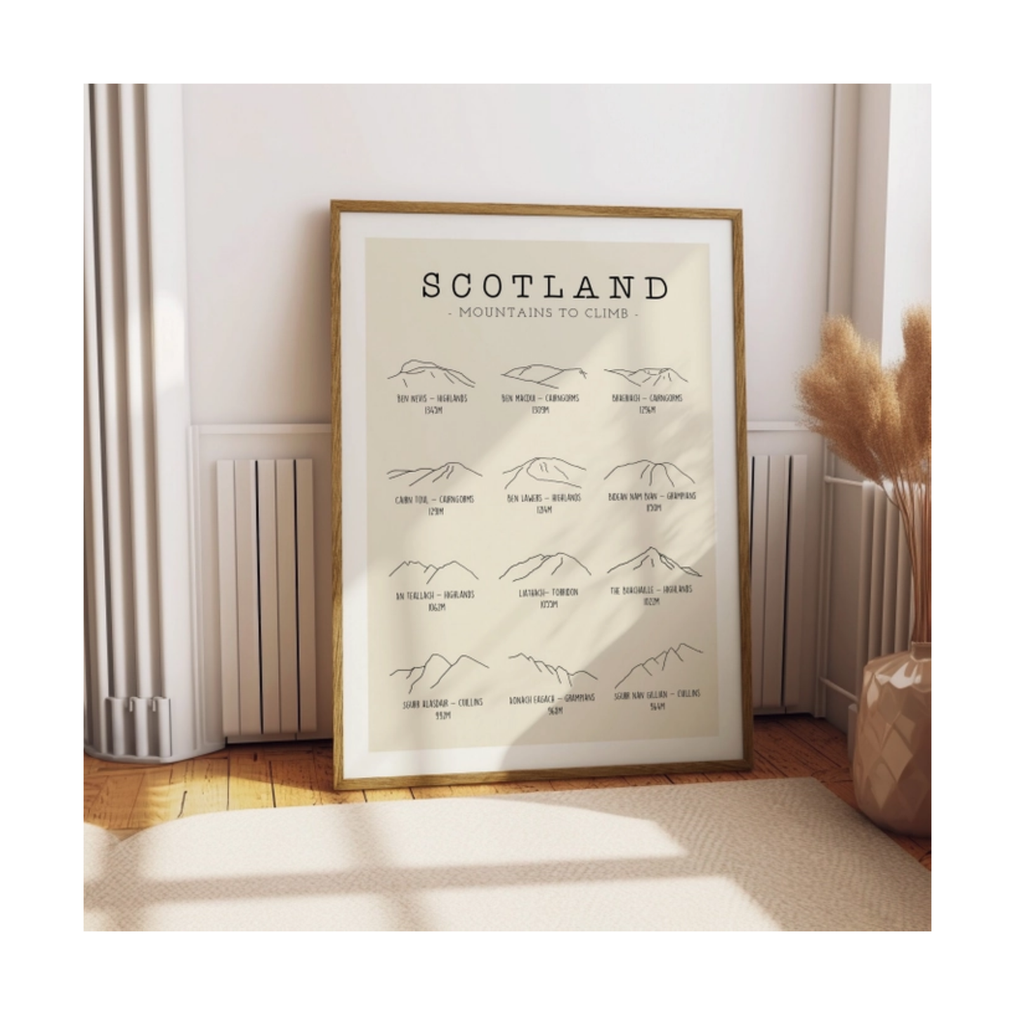 Scotland Minimalist Mountain Line Art Print