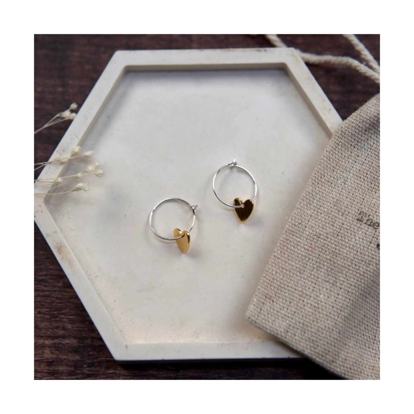 Mini Brass Heart Earrings