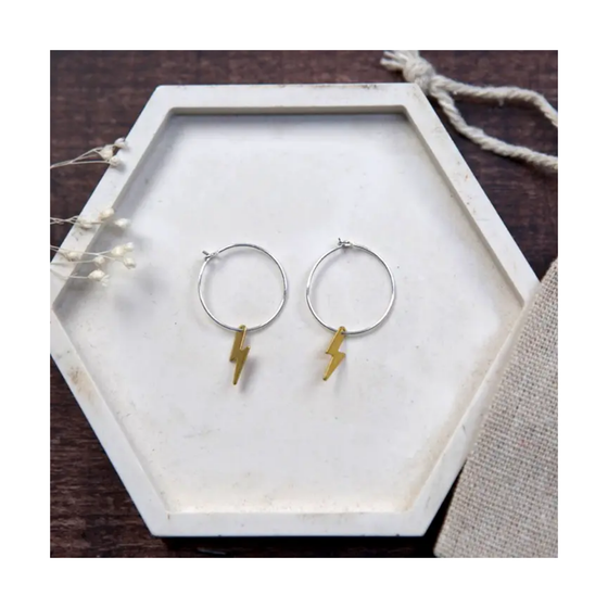 Small Brass Lightning Bolt Earrings