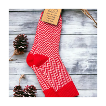  Women's Hazy Herringbone Ribbed Red Socks