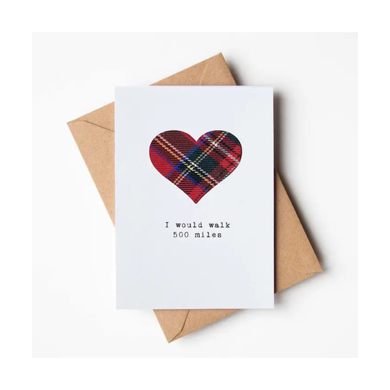 500 Miles Tartan Handmade Card