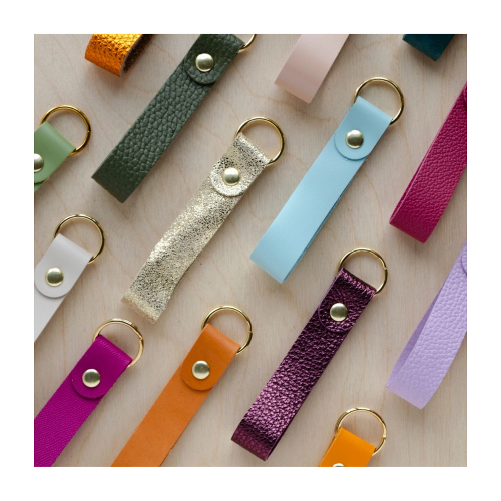 Colourful keyrings handmade from soft italian leather.