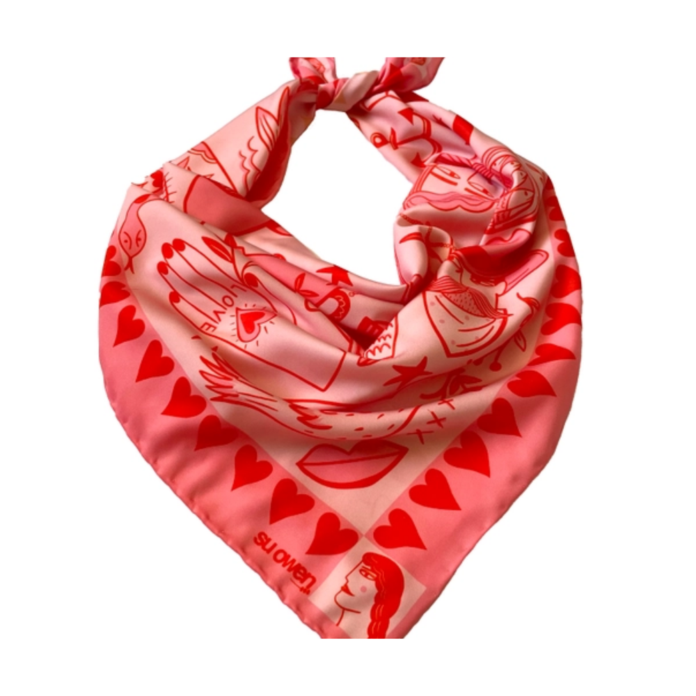 
                  
                    Pink 'I Love Everything' Eco Scarf / Headscarf
                  
                