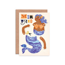  Illustrated mermaid greeting card which can be cut out to make a split pin puppet!