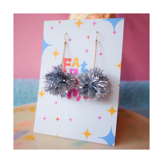 Mini Silver Tinsel Earrings