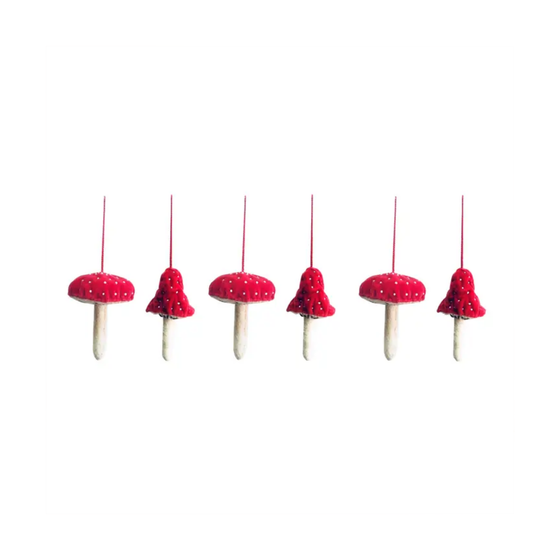 Mixed Red Velvet Mushroom Decorations