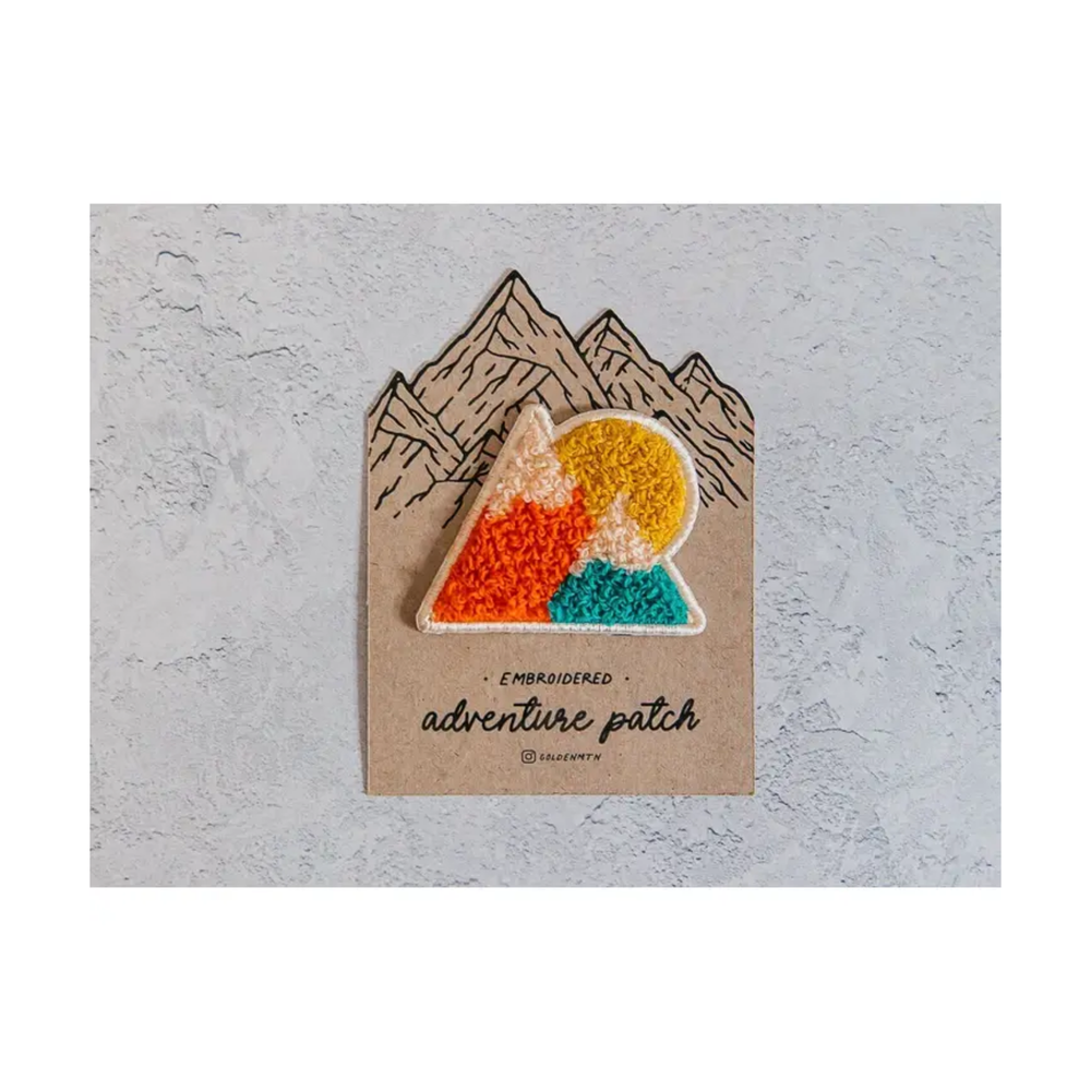 Mountain Sun Embroidered Adventure Iron-On Patch