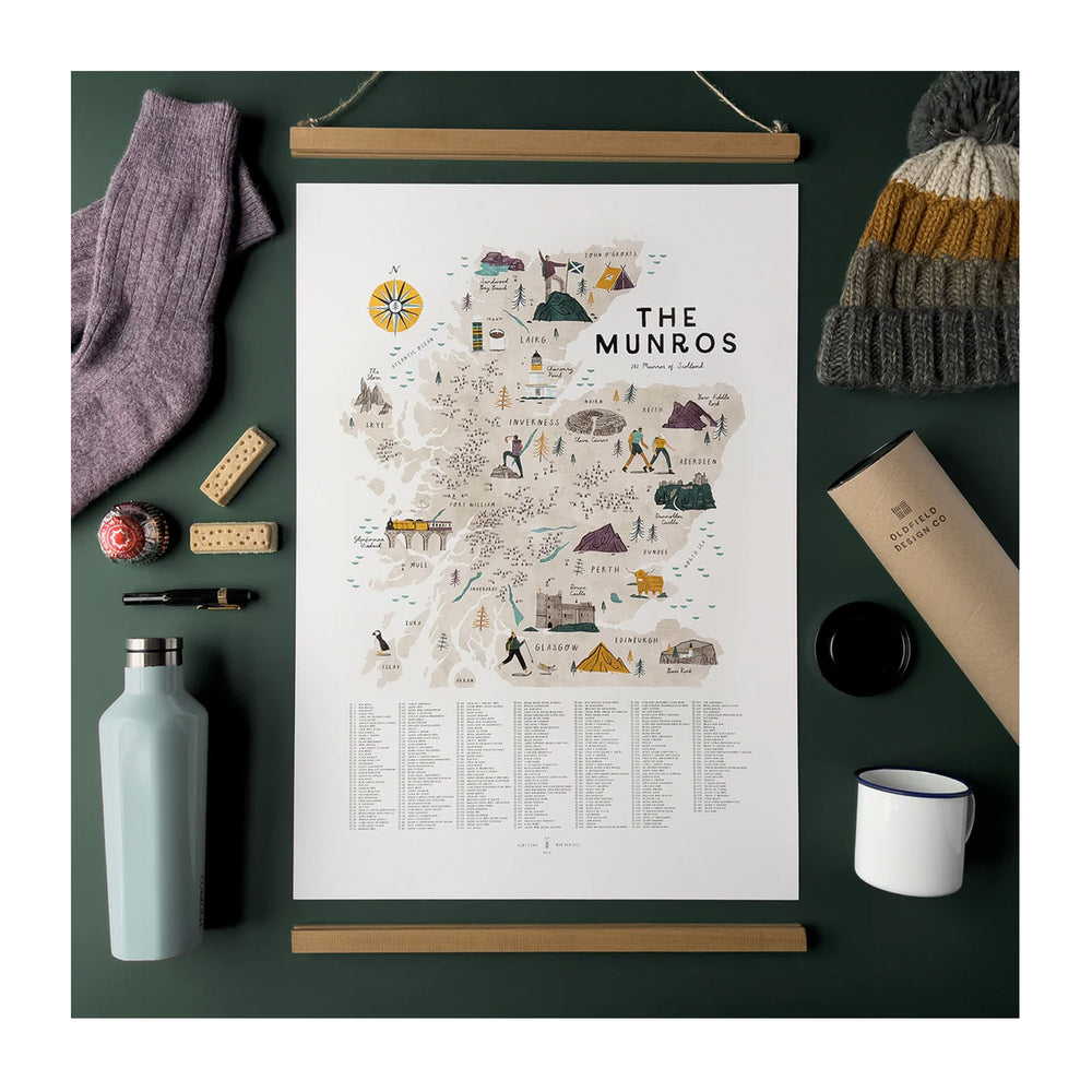 
                  
                    The Munros A2 Map Checklist Print with Wooden Hanging Frame
                  
                