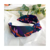 Navy Purple Floral Print Knot Headband