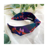 Navy Purple Floral Print Knot Headband