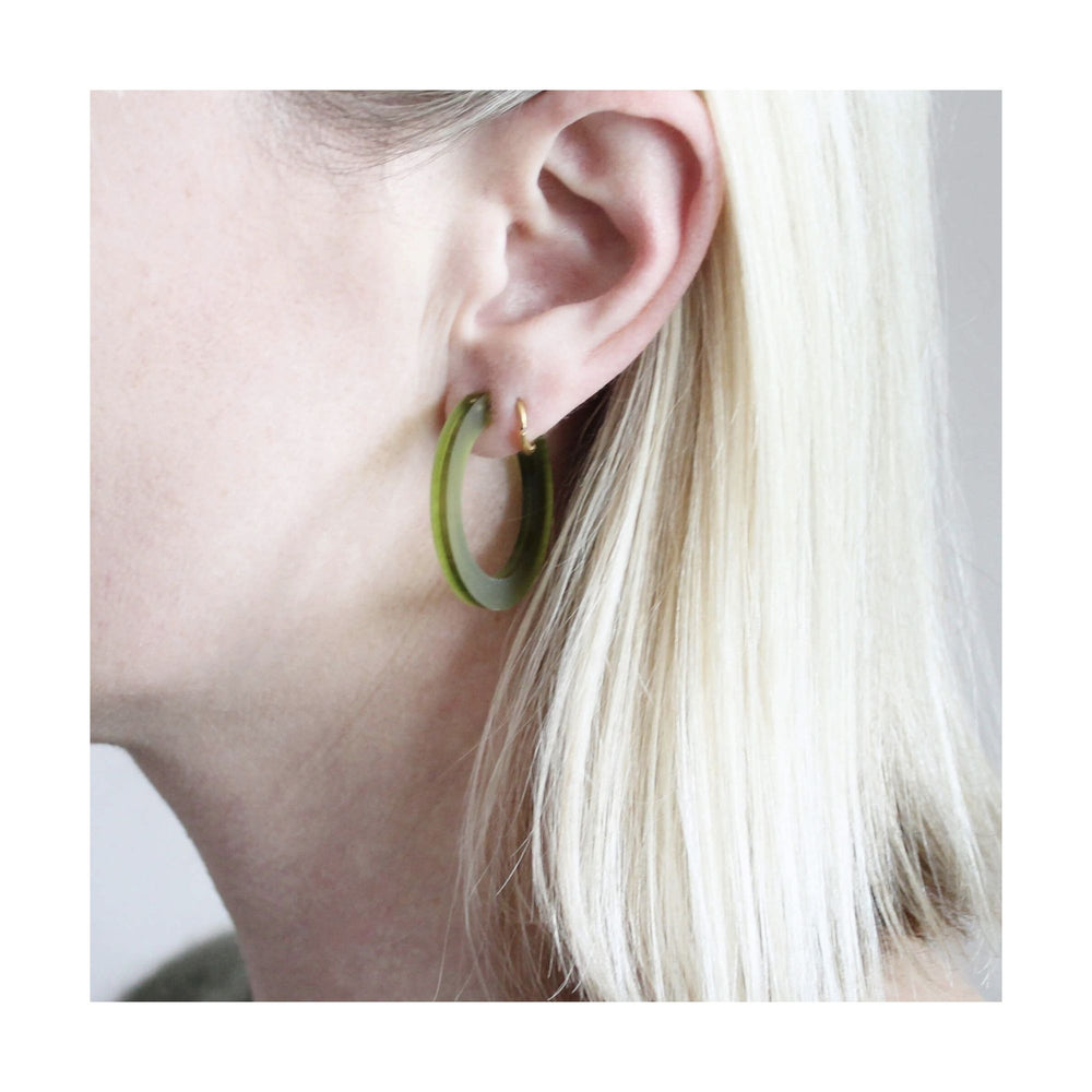 
                  
                    Olive Green Perspex Hoop Earrings
                  
                