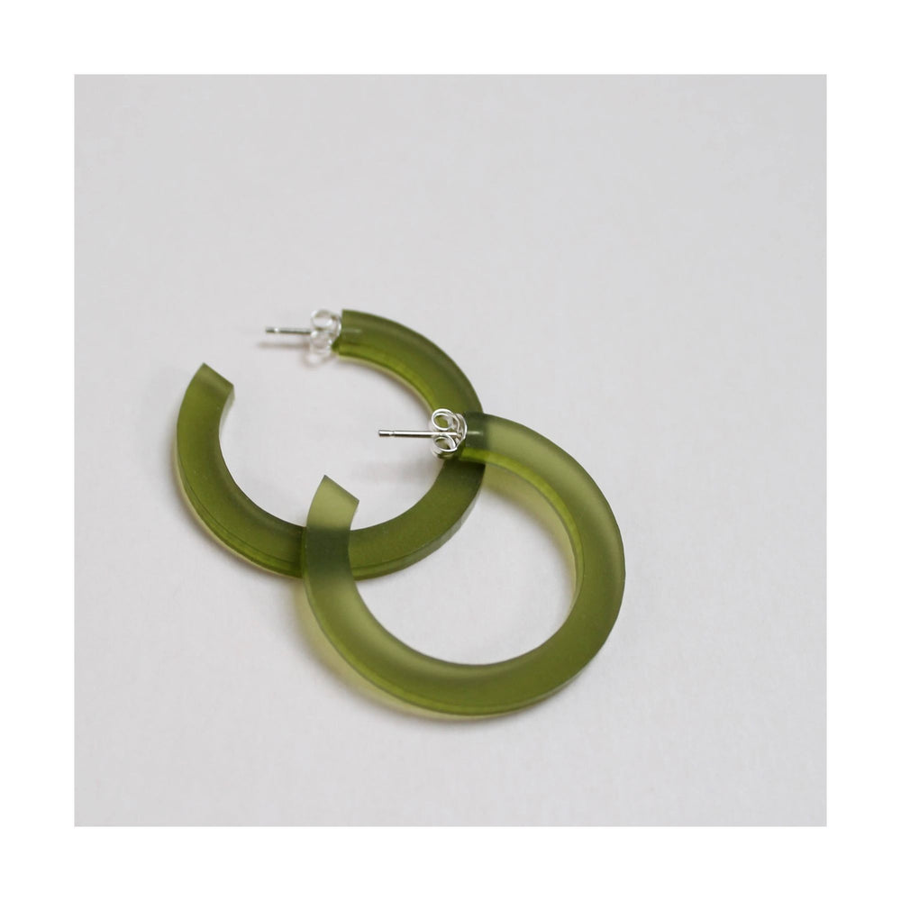 Olive Green Perspex Hoop Earrings