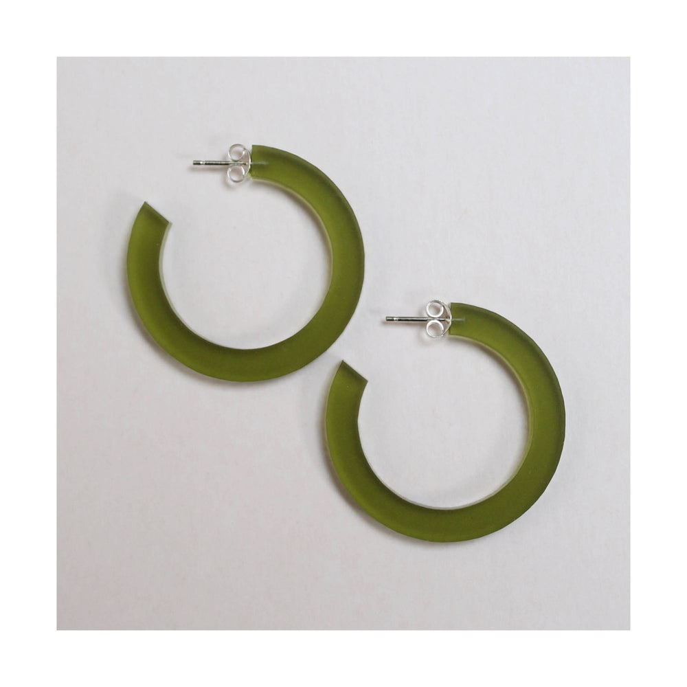 
                  
                    Olive Green Perspex Hoop Earrings
                  
                