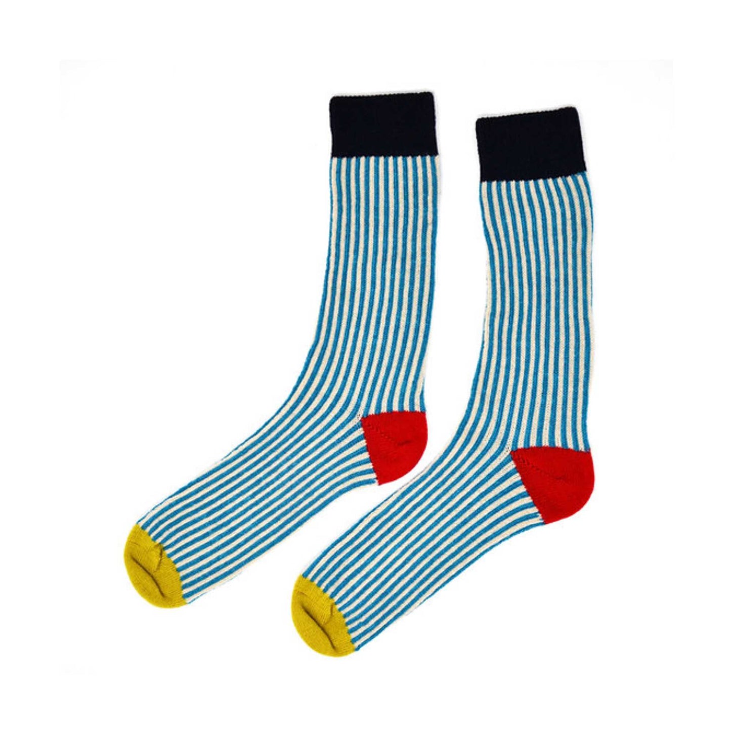 Blue & White Stripy Merino Wool Socks