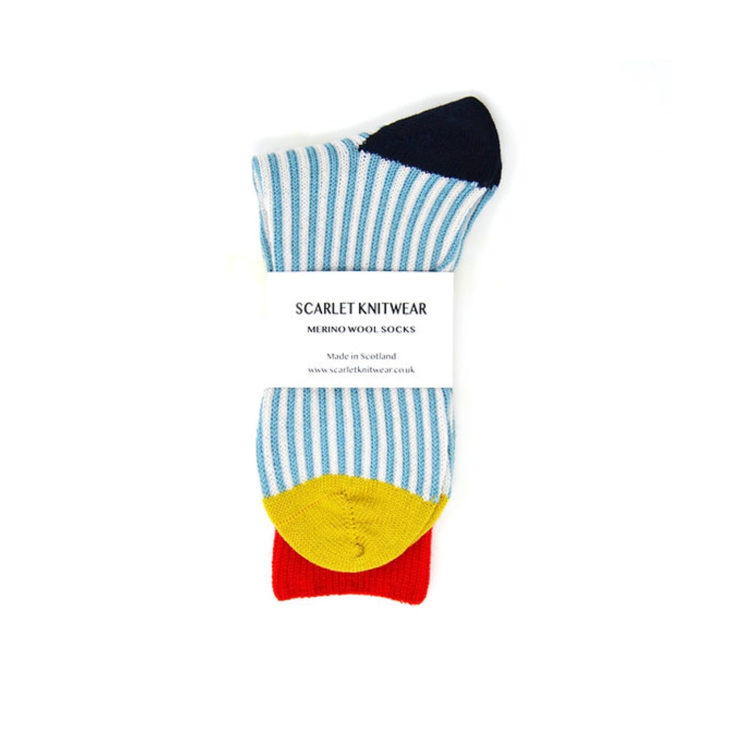 Pale Blue & White Stripy Merino Wool Socks